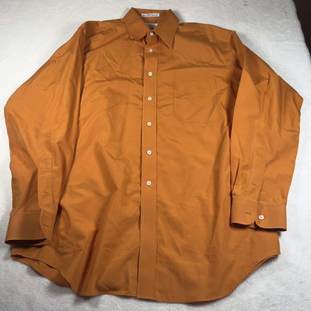 Paul Fredrick Dress Shirt Mens 16.5 34/35 Orange Classic Fit Easy Care Cotton